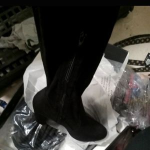 Black velvet boots size 12